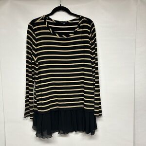 Cha Cha Vente Black and Gold Striped Top